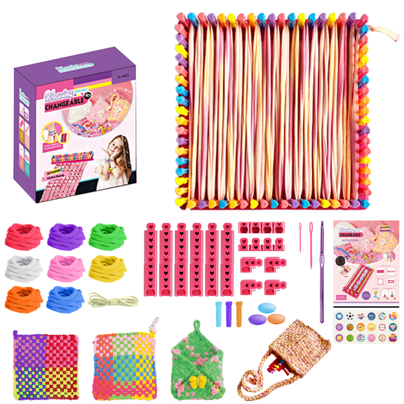 Richgv Weaving Loom Kit Kids Toys for Girls, Potholder Loom Kits DIY Arts and Crafts for Making Handbags, Knitting Activity Gifts for Girls 6-12