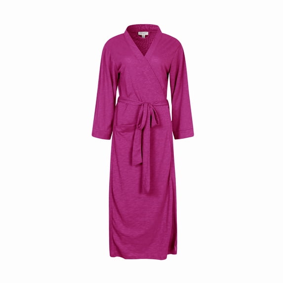 Richie House Bathrobe Kimono Women's Cotton Robe Long Belted Dressing Gown Lounge Night Spa RHW2824-G-S