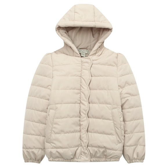 Richie House Big Girls Beige Ruffled Placket Padding Jacket 8