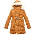 thumbnail image 1 of Richie House Big Girls' Padded Winter Jacket with Belt and Faux Fur Hood NRH0784, 1 of 2