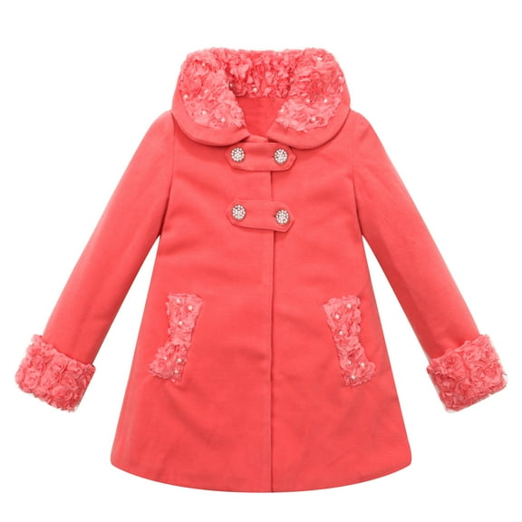 Richie House Big Girls Pink Flower Collar Padding Jacket 8