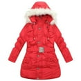 thumbnail image 1 of Richie House Big Girls Red Padded Belt Faux Fur Hood Winter Jacket 6/7, 1 of 2