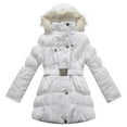 thumbnail image 1 of Richie House Big Girls White Fur Hood Belt Padded Winter Jacket 12, 1 of 2