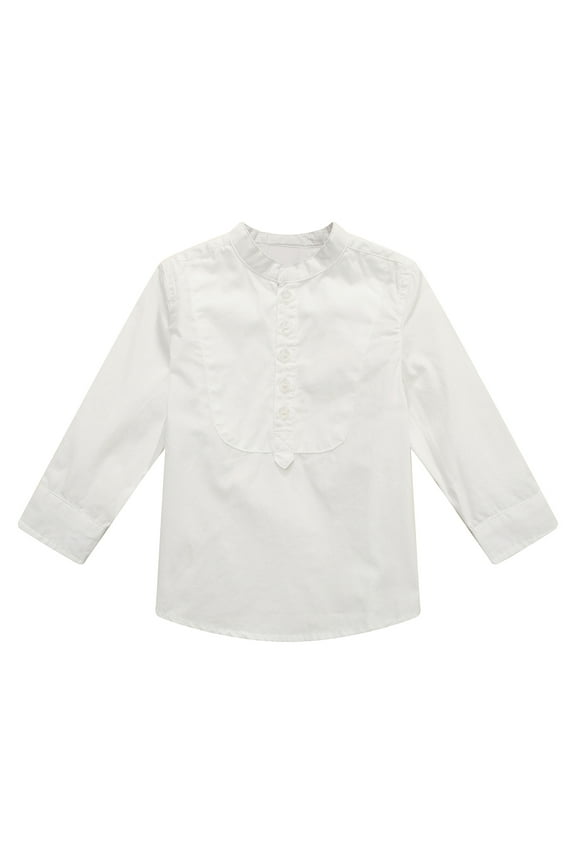 Boys' Classic White Shirt with Little Stand Collar RH1697-B-5/6
