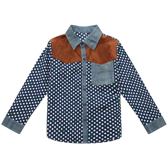 Richie House Boys' Handsome Polka Dot Blouse with Matching Lapel Collar RH1626
