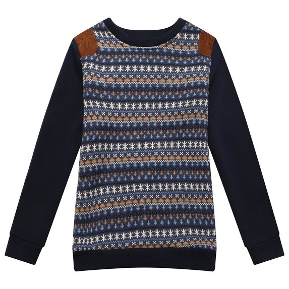 Richie House Boys's Sweater with Knit Sleeve RH1427