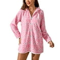 thumbnail image 1 of Richie House Casual Nights Women's Summer Print Bathrobe Zip Up Long Sleeve Sleepwear Dress RHW4094-B-M, 1 of 7