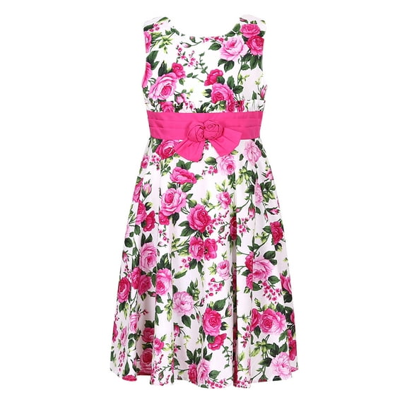 Richie House Girls' Big Flower Print Cotton Dress RH2662-A-6