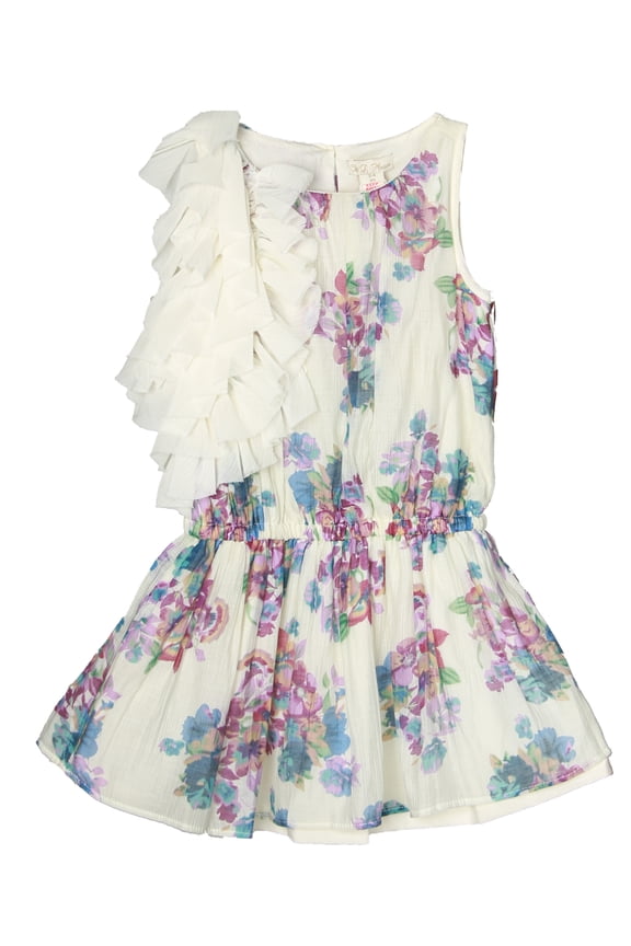 Girls' Blossoms Dress with Shoulder Ruffles RH0590