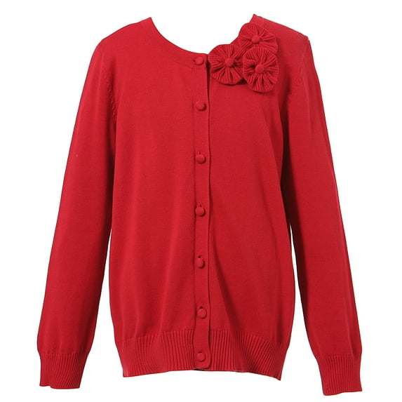 Richie House Girls' Cardigan Sweater with Flower Accents RH1412
