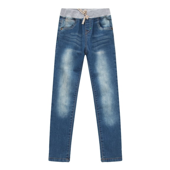 Richie House Girls' Classic Denim Pants with Elastic Waistband RH2244