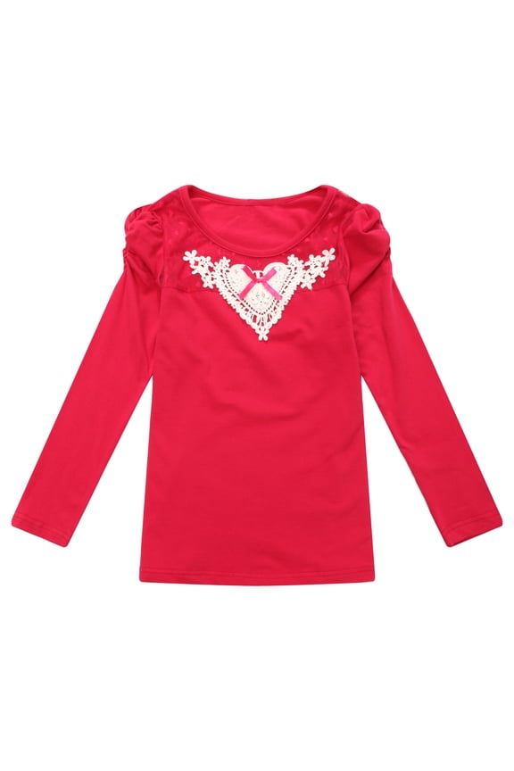 Girls' Classic Long Sleeve T-shirt with Lace RH1533