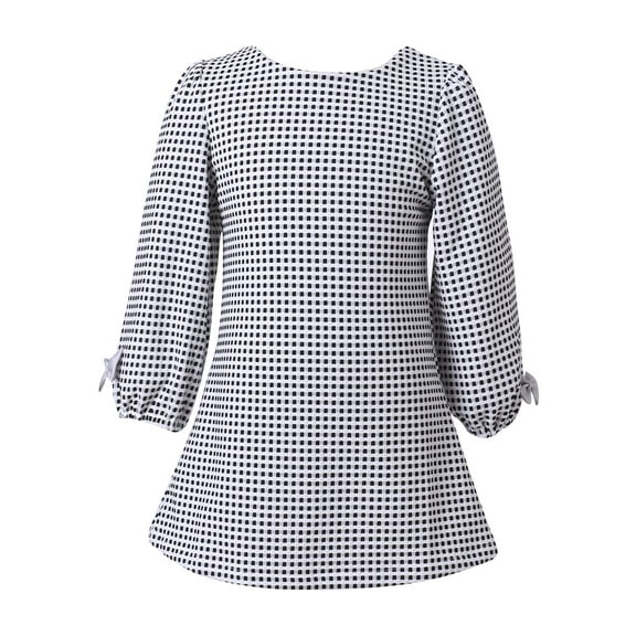 Richie House Girls' Classic Plaid Dress with Bows at Cuff RH2074