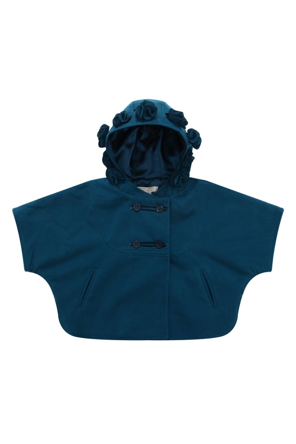 Girls' Coat with Hood and Rosette Accents RH0685