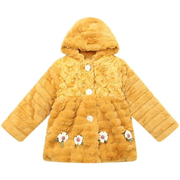 Richie House Girls' Coat with Rosette and Pearls RH0787