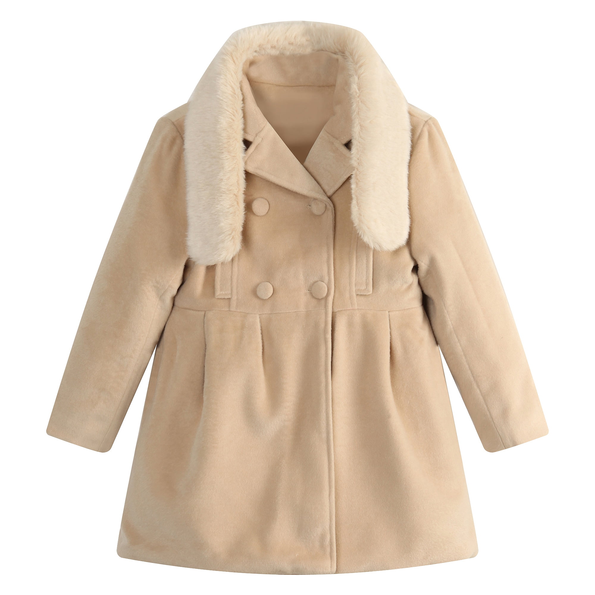 RICHIE HOUSE Girls Cream Removable Faux Fur Collar Jacket 8