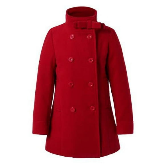 Richie House Girls Dark Red Double-Breasted Stand Collar Jacket 10