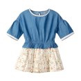 thumbnail image 1 of Richie House Girls' Denim Dress with Floral Bottom RH2075, 1 of 2