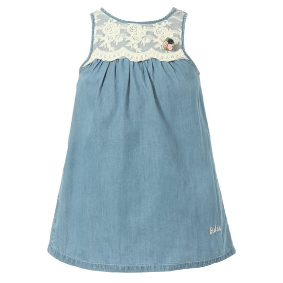 Richie House Girls' Denim Sundress with Flower Accent RH1810