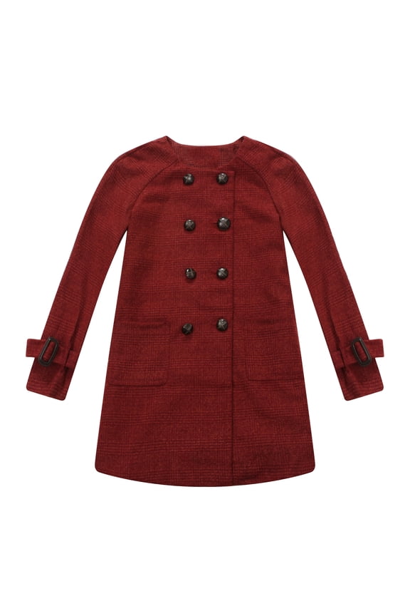 Girls' Double-Brested Overcoat with Lovely Square Pockets RH1198