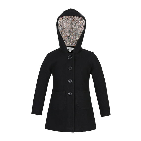 Richie House Girls' Double-breasted Wool Jacket with Hood RH2231
