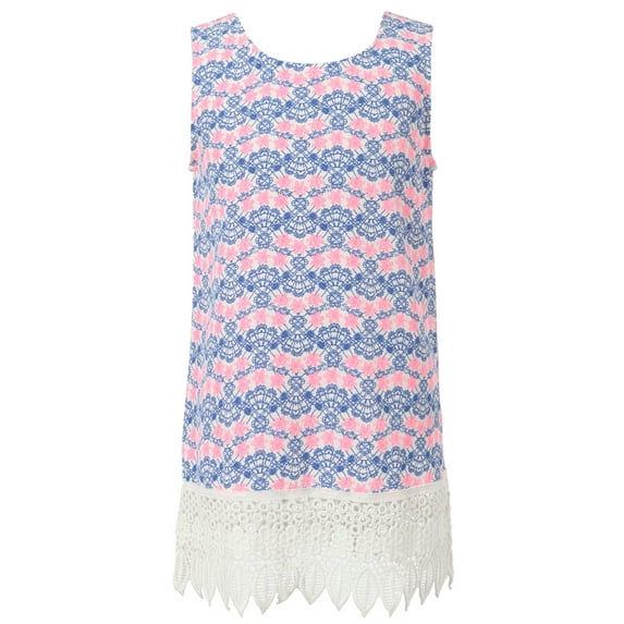 Richie House Girls' Dress With All Over Patterned Print And Lace RH1568