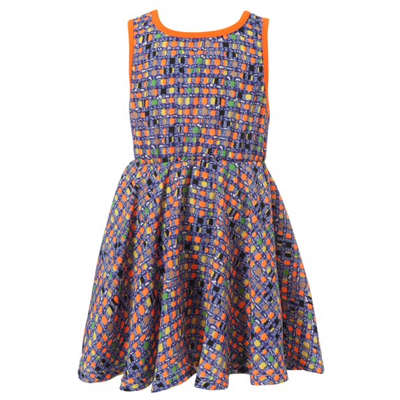 Richie House Girls' Dress With All Over Patterned Print RH1679