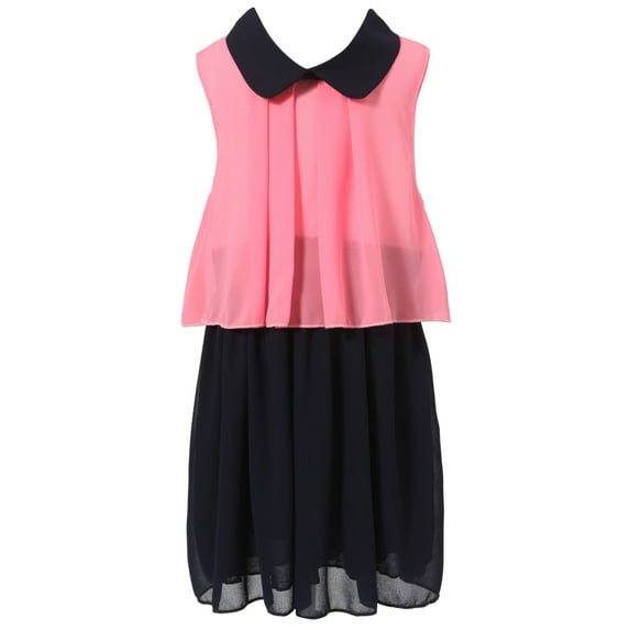 Richie House Girls' Dress With Contrasting Collar And Skirt RH1723
