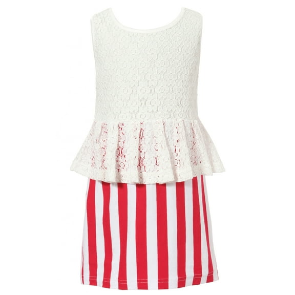 Richie House Girls' Dress With Contrasting Stripe Skirt RH1691