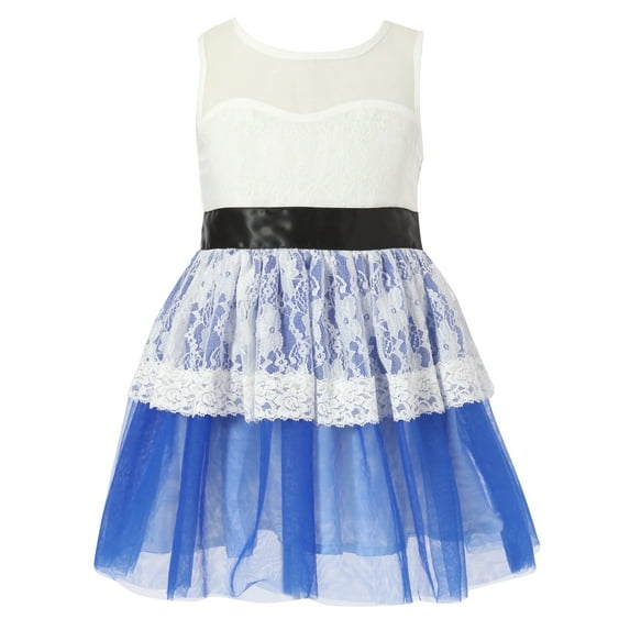 Richie House Girls' Dress With Lace And Contrasting Skirt RH1715