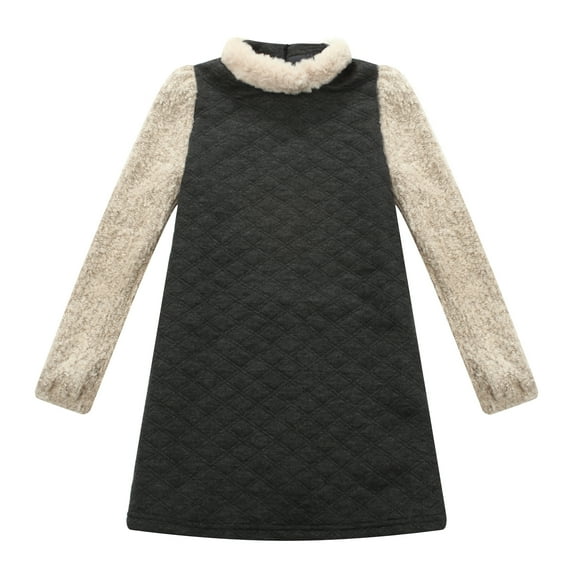 Richie House Girls' Dress with Contrasting Sleeve and Collar RH1200-B-2/3