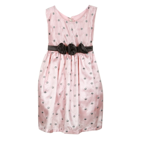 Richie House Girls' Dress with Embroidered Dot s and Bow RH0559