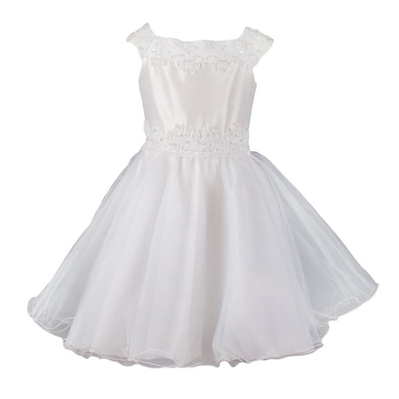 Richie House Girls' Dress with Lace and Pearl Accents RH0167