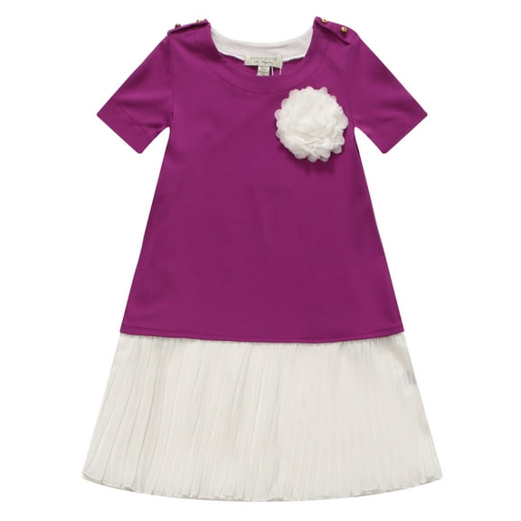 Richie House Girls' Dress with Pearl Necklace and Flower RH0676