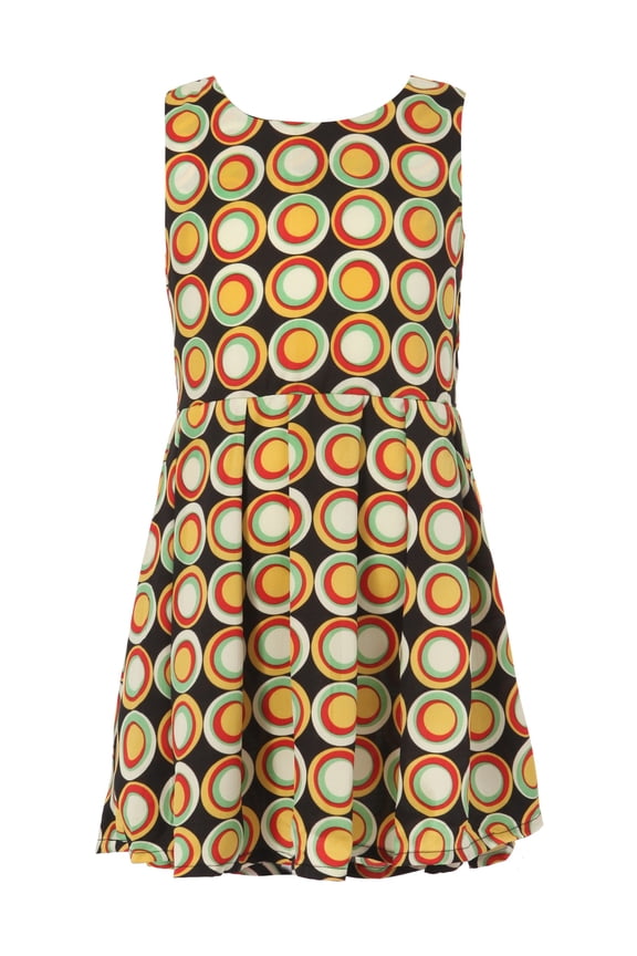 Girls' Dress with all over circle pattern prints RH0968