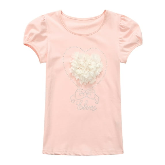 Richie House Girls' 'Elves' Top with Ruffle and Heart RH0906