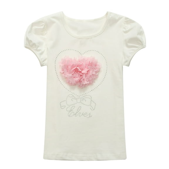 Richie House Girls' 'Elves' Top with Ruffle and Heart RH0906