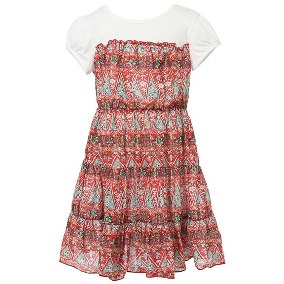 Richie House Girls' Ethnic Dress with Elastic Waist RH1933