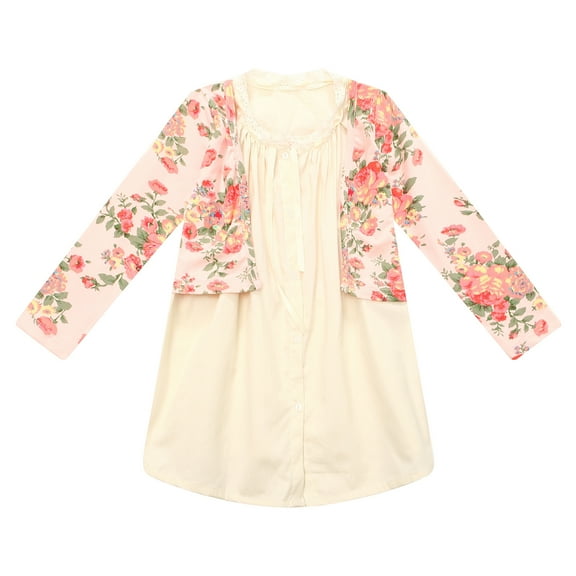 Richie House Girls' False Two-piece Floral Cotton Top RH1525-B-4/5