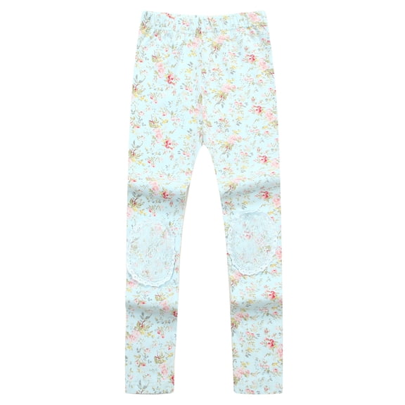 Richie House Girls' Floral Pants with Lace at Knee RH1536