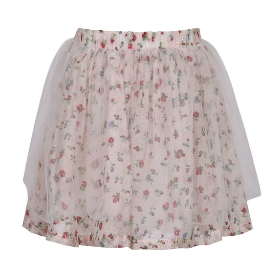 Richie House Girls' Floral Skirt with Mesh Covered RH2687