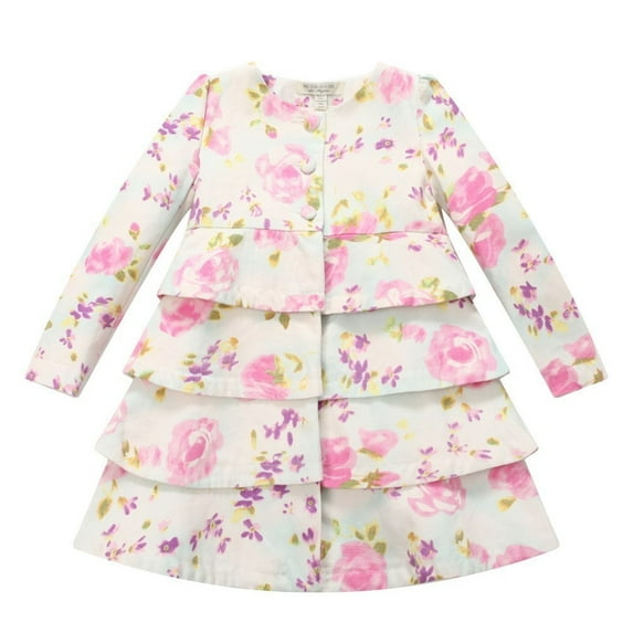 Richie House Girls' Floral Tiered Dress-coat RH0709