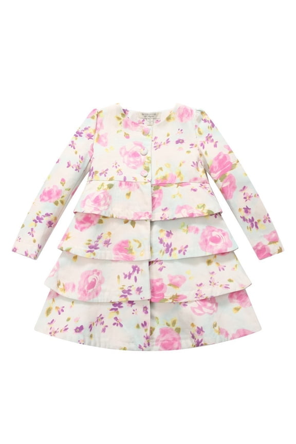Girls' Floral Tiered Dress-coat RH0709