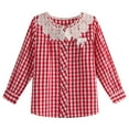 thumbnail image 1 of Richie House Girls' Gingam Top with Lace Collar and Bow Accent RH0921, 1 of 2