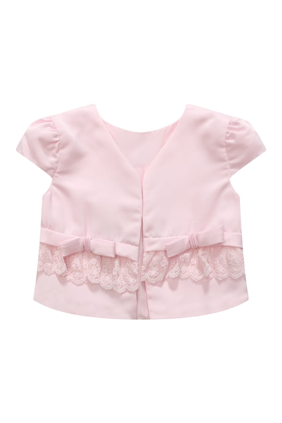 Girls' Half-Jacket with Lace and Pearl Bow Accents RH0942