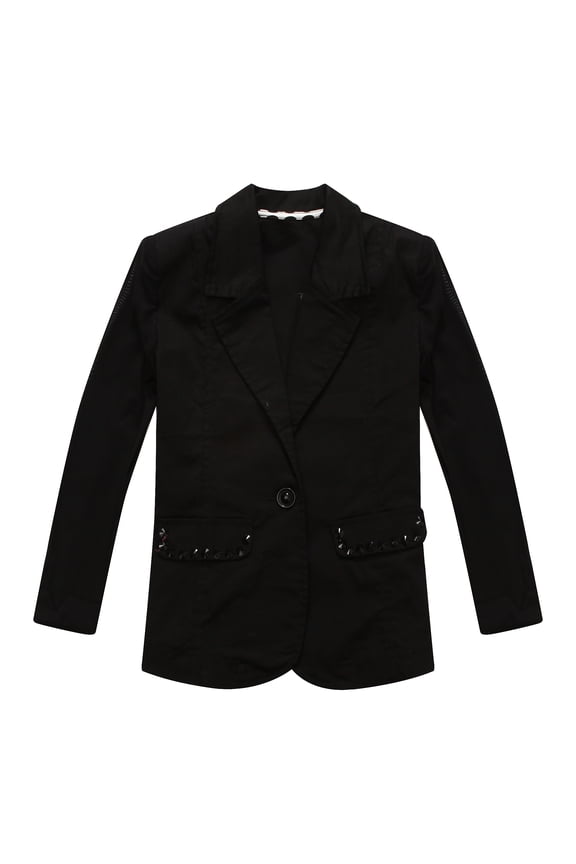 Girls' Jacket with Matching Rhinestone Accented Pockets RH0905