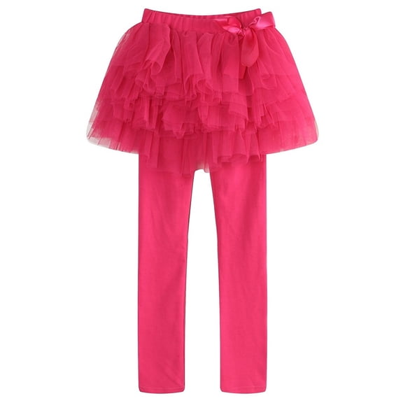 Richie House Girls' Leggings with Layered Mesh Flared Skirt RH1184