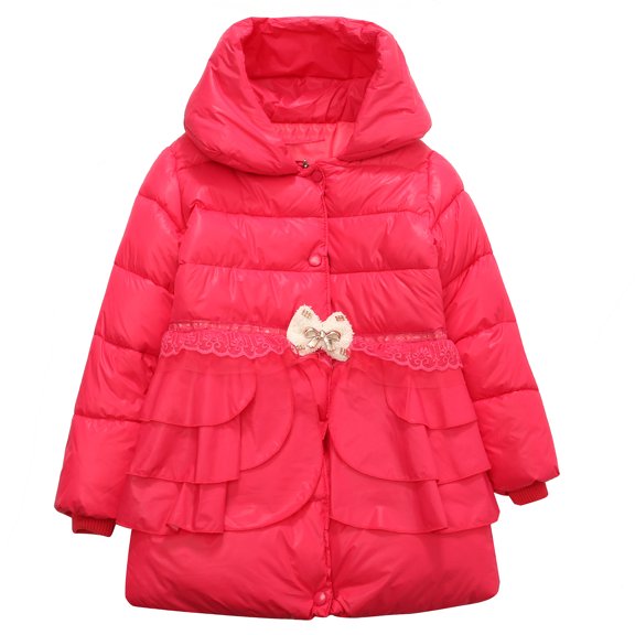 Richie House Girls' Long Padding Jacket with Ruffles at Waist RH1289