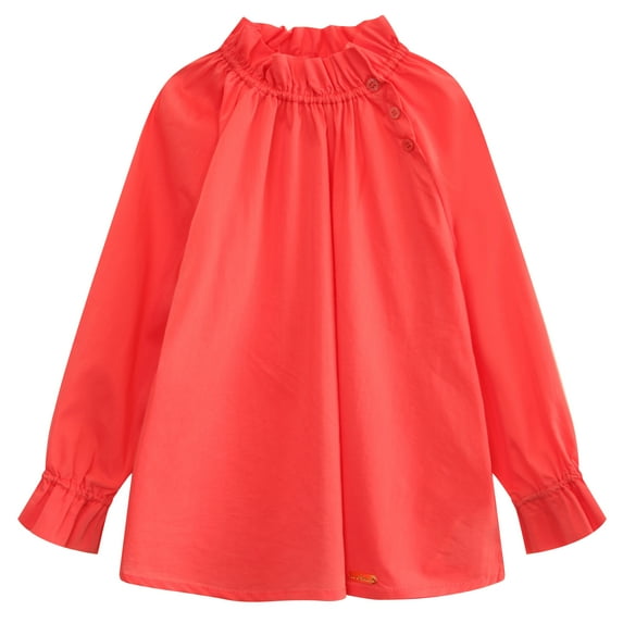 Richie House Girls' Long Sleeve Shirt with Pleated Collar RH1758