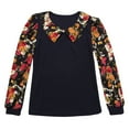thumbnail image 1 of Richie House Girls' Long Sleeve T-shirt with Floral Sleeve RH1770, 1 of 2